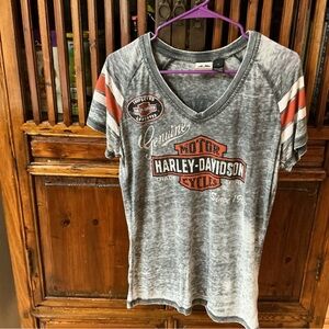 Harley-Davidson Gray and Orange Short Sleeve Tee